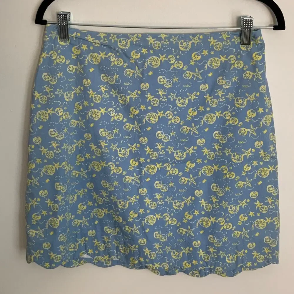 Vintage Lilly Pulitzer Fred Hayman Starfish/Sand‎ dollar scalloped skirt size 10